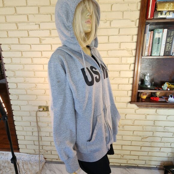 Mens Hoodie USMC Gray By Fruit of the Loom Xl - Picture 4 of 5